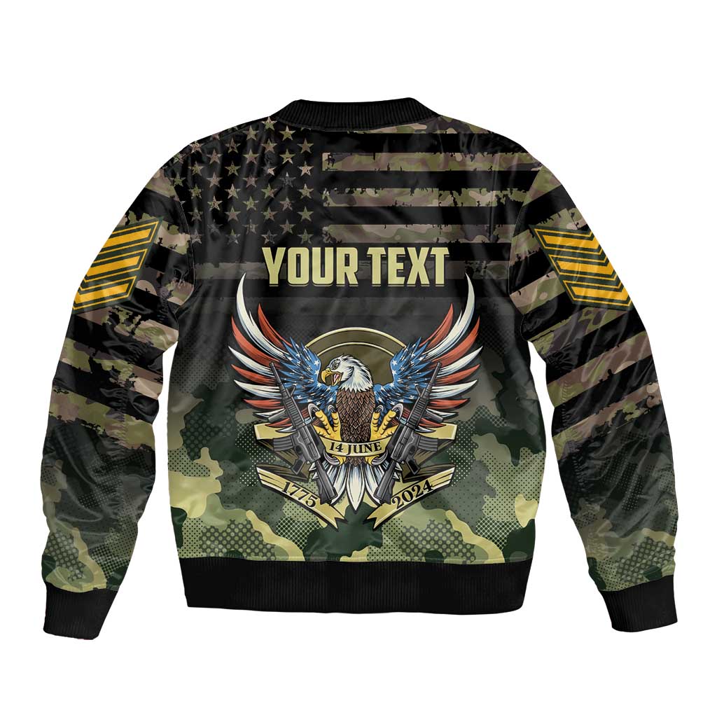 Personalized ARMY Birthday 2024 Sleeve Zip Bomber Jacket US 249th Anniversary - Wonder Print Shop