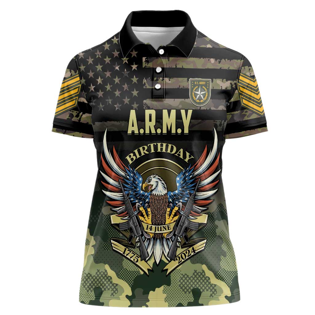 Personalized ARMY Birthday 2024 Women Polo Shirt US 249th Anniversary - Wonder Print Shop
