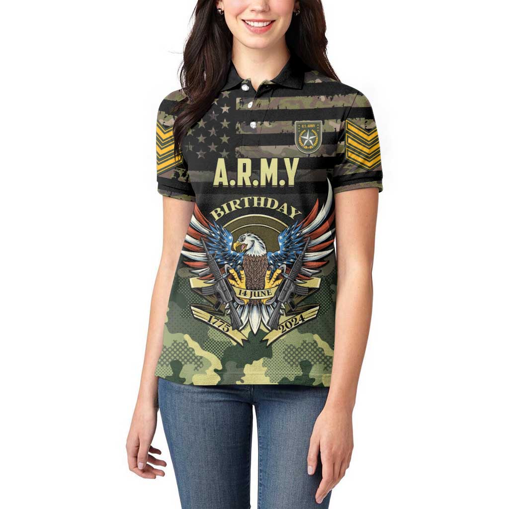 Personalized ARMY Birthday 2024 Women Polo Shirt US 249th Anniversary - Wonder Print Shop