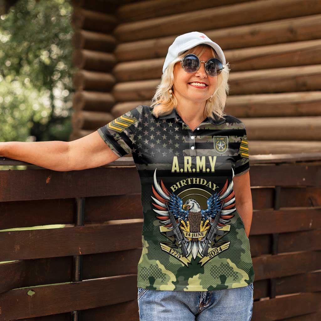Personalized ARMY Birthday 2024 Women Polo Shirt US 249th Anniversary - Wonder Print Shop
