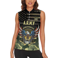 Personalized ARMY Birthday 2024 Women Sleeveless Polo Shirt US 249th Anniversary - Wonder Print Shop