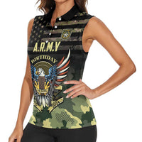 Personalized ARMY Birthday 2024 Women Sleeveless Polo Shirt US 249th Anniversary - Wonder Print Shop