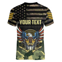 Personalized ARMY Birthday 2024 Women V-Neck T-Shirt US 249th Anniversary - Wonder Print Shop