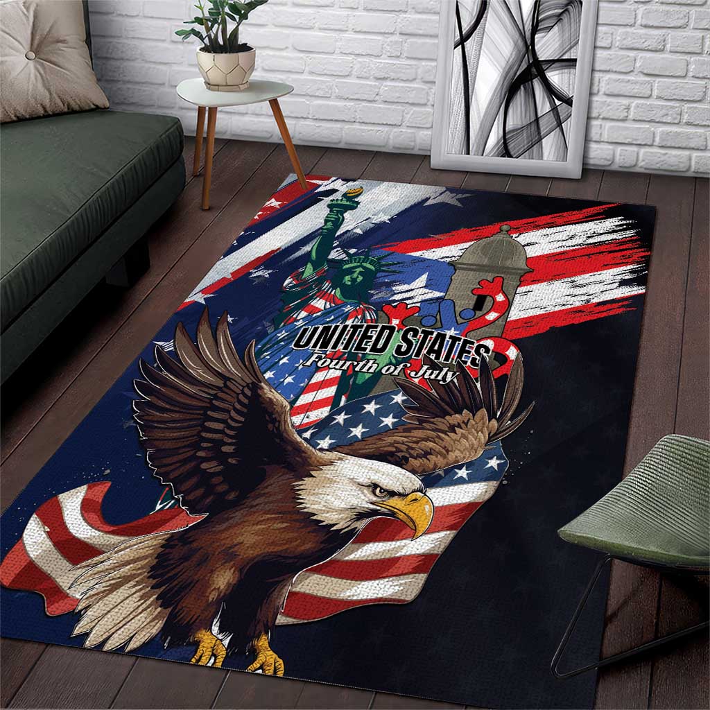 Puerto Rico 4th of July Area Rug USA Statue of Liberty El Morro