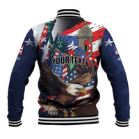 Personalized Puerto Rico 4th of July Baseball Jacket USA Statue of Liberty El Morro