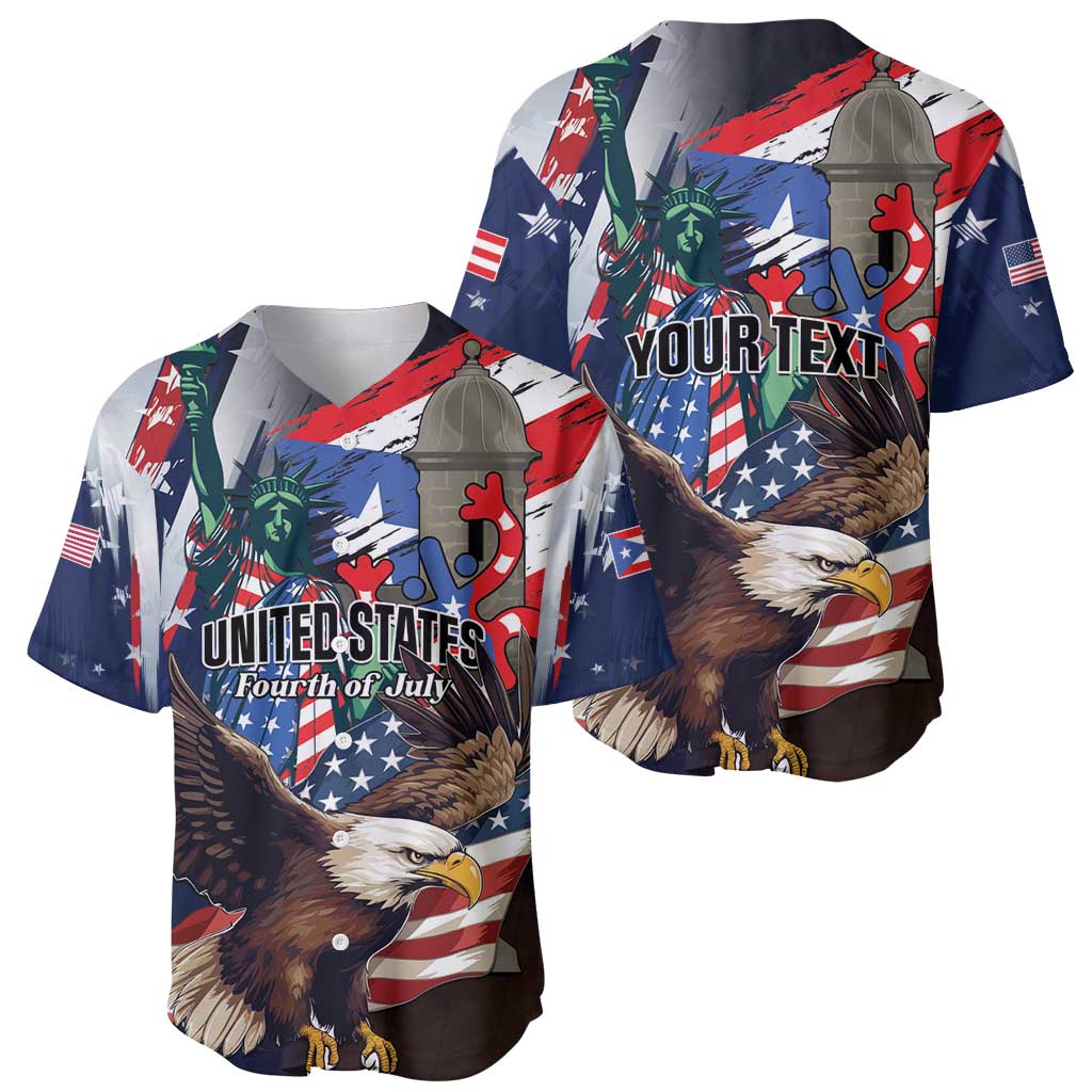 Personalized Puerto Rico 4th of July Baseball Jersey USA Statue of Liberty El Morro