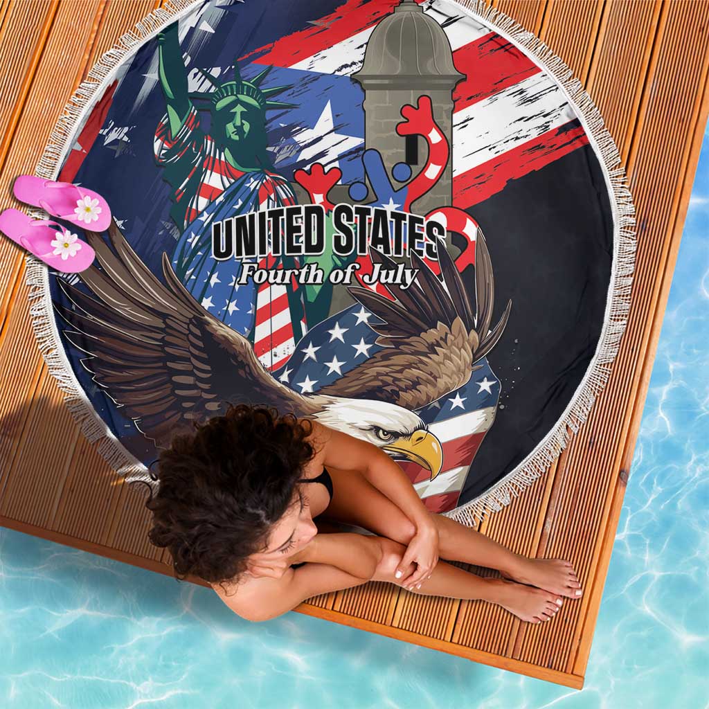 Puerto Rico 4th of July Beach Blanket USA Statue of Liberty El Morro
