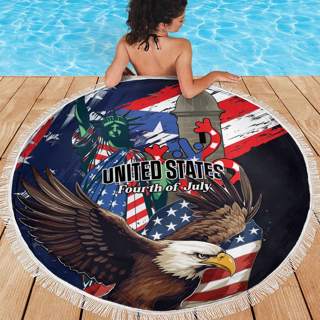 Puerto Rico 4th of July Beach Blanket USA Statue of Liberty El Morro