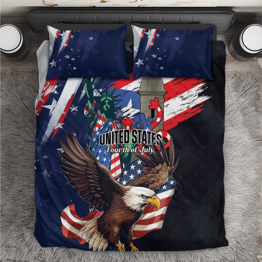 Puerto Rico 4th of July Bedding Set USA Statue of Liberty El Morro
