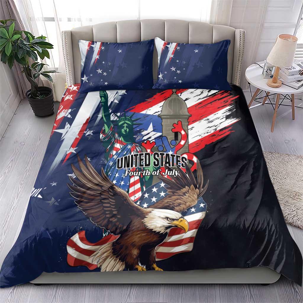 Puerto Rico 4th of July Bedding Set USA Statue of Liberty El Morro