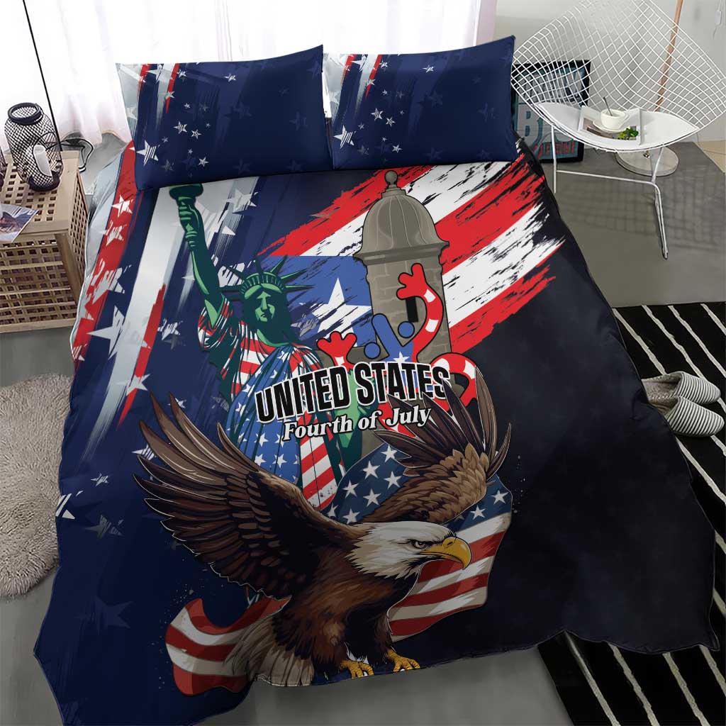 Puerto Rico 4th of July Bedding Set USA Statue of Liberty El Morro