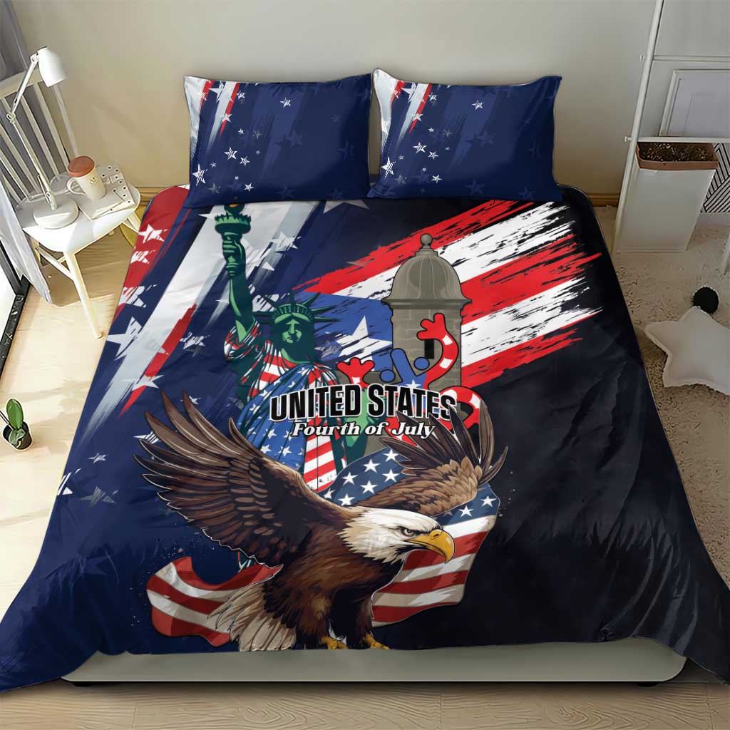 Puerto Rico 4th of July Bedding Set USA Statue of Liberty El Morro