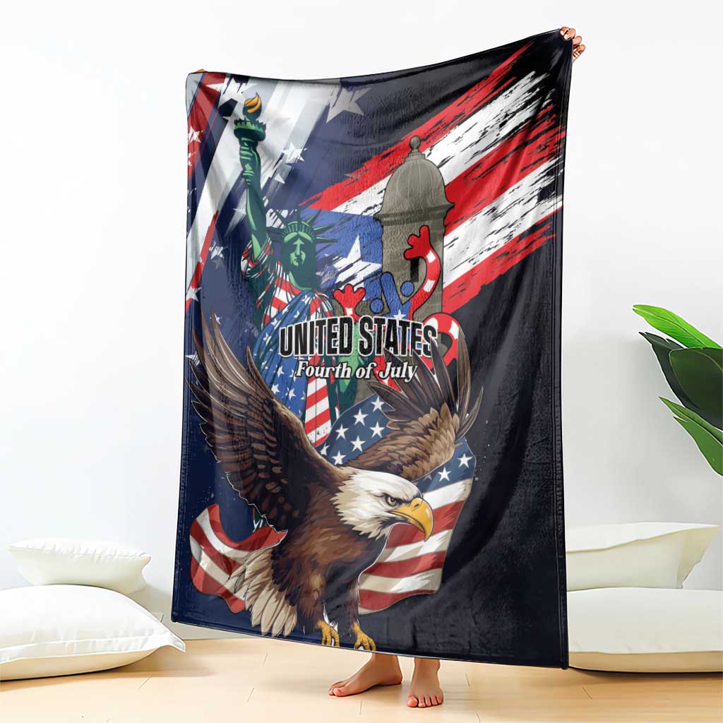 Puerto Rico 4th of July Blanket USA Statue of Liberty El Morro