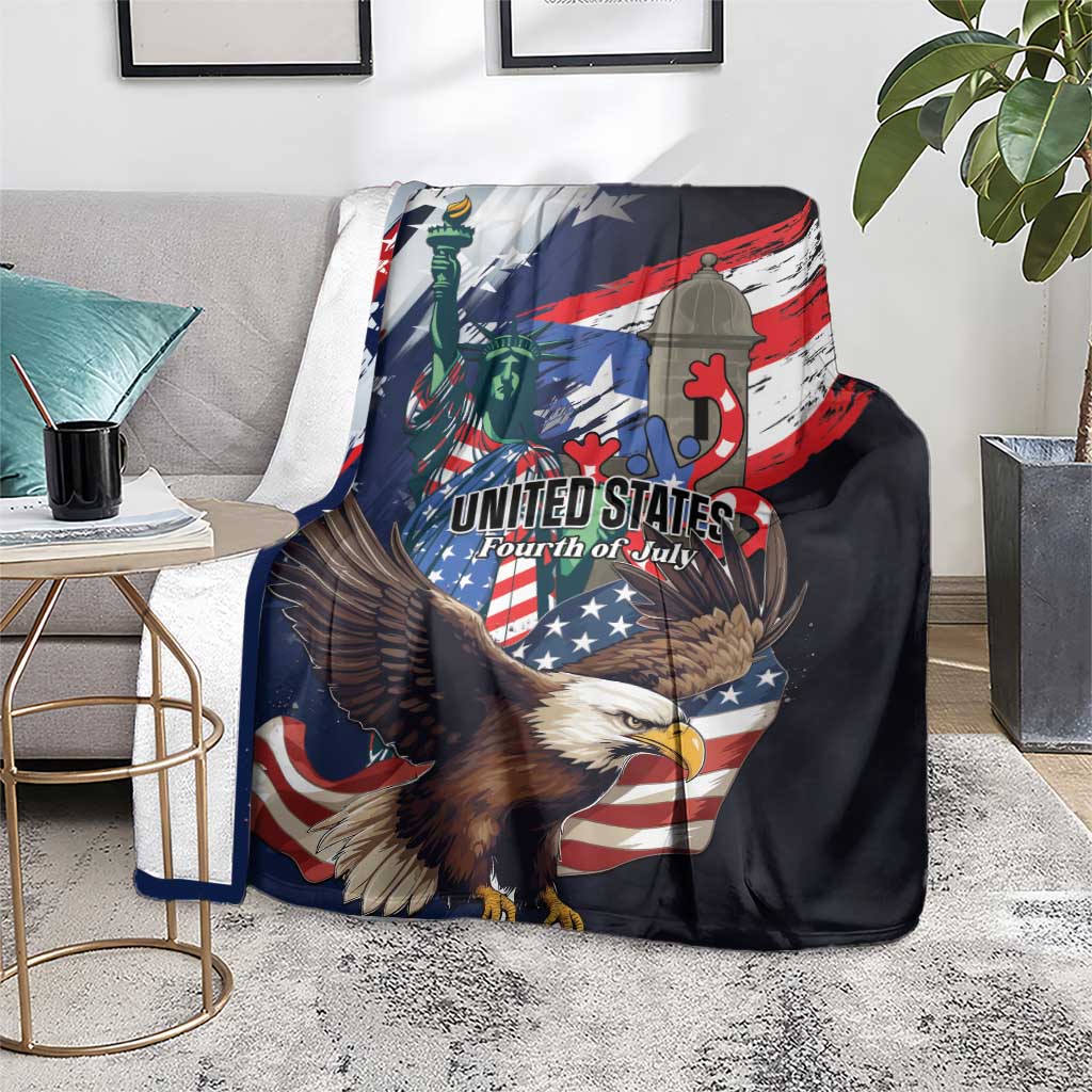 Puerto Rico 4th of July Blanket USA Statue of Liberty El Morro