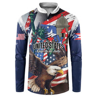 Personalized Puerto Rico 4th of July Button Sweatshirt USA Statue of Liberty El Morro