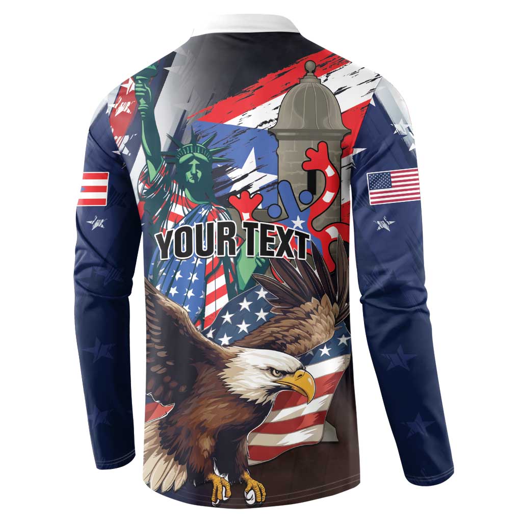 Personalized Puerto Rico 4th of July Button Sweatshirt USA Statue of Liberty El Morro