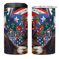 Personalized Puerto Rico 4th of July 4 in 1 Can Cooler Tumbler USA Statue of Liberty El Morro