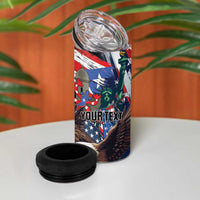 Personalized Puerto Rico 4th of July 4 in 1 Can Cooler Tumbler USA Statue of Liberty El Morro