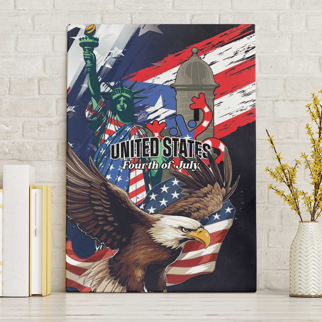 Puerto Rico 4th of July Canvas Wall Art USA Statue of Liberty El Morro