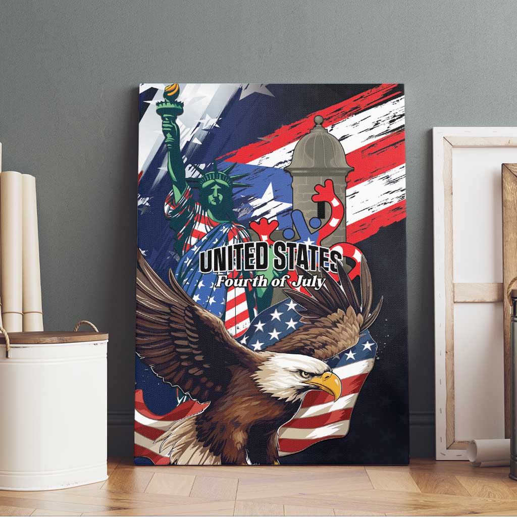 Puerto Rico 4th of July Canvas Wall Art USA Statue of Liberty El Morro