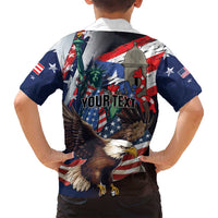 Personalized Puerto Rico 4th of July Family Matching Off Shoulder Maxi Dress and Hawaiian Shirt USA Statue of Liberty El Morro