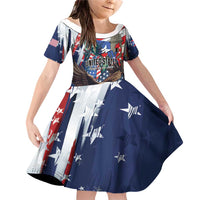 Personalized Puerto Rico 4th of July Family Matching Off Shoulder Short Dress and Hawaiian Shirt USA Statue of Liberty El Morro