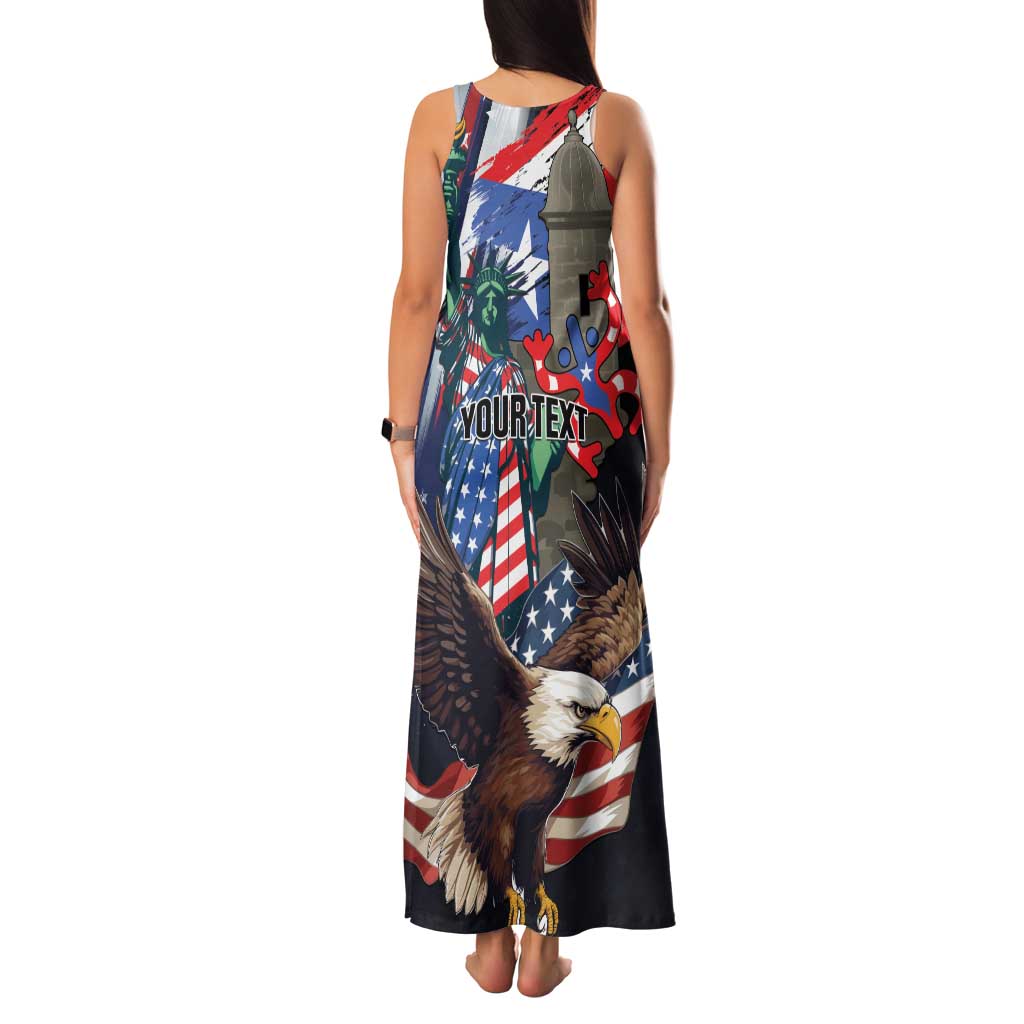 Personalized Puerto Rico 4th of July Family Matching Tank Maxi Dress and Hawaiian Shirt USA Statue of Liberty El Morro