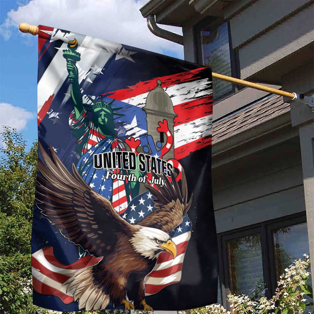 Puerto Rico 4th of July Garden Flag USA Statue of Liberty El Morro