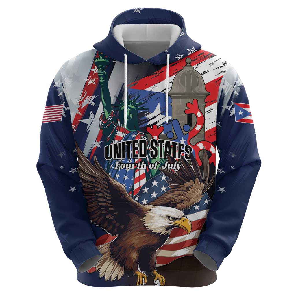 Personalized Puerto Rico 4th of July Hoodie USA Statue of Liberty El Morro