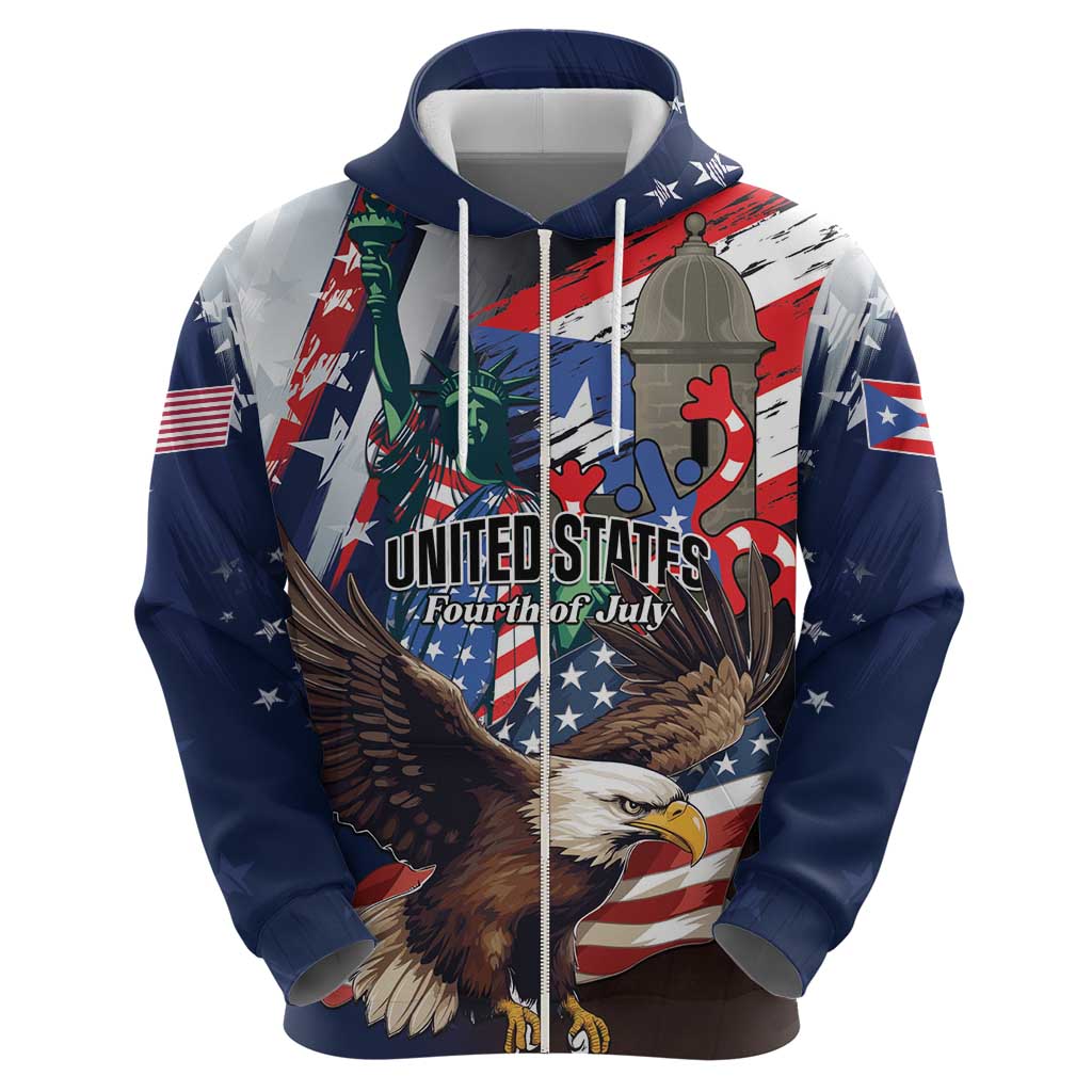 Personalized Puerto Rico 4th of July Hoodie USA Statue of Liberty El Morro