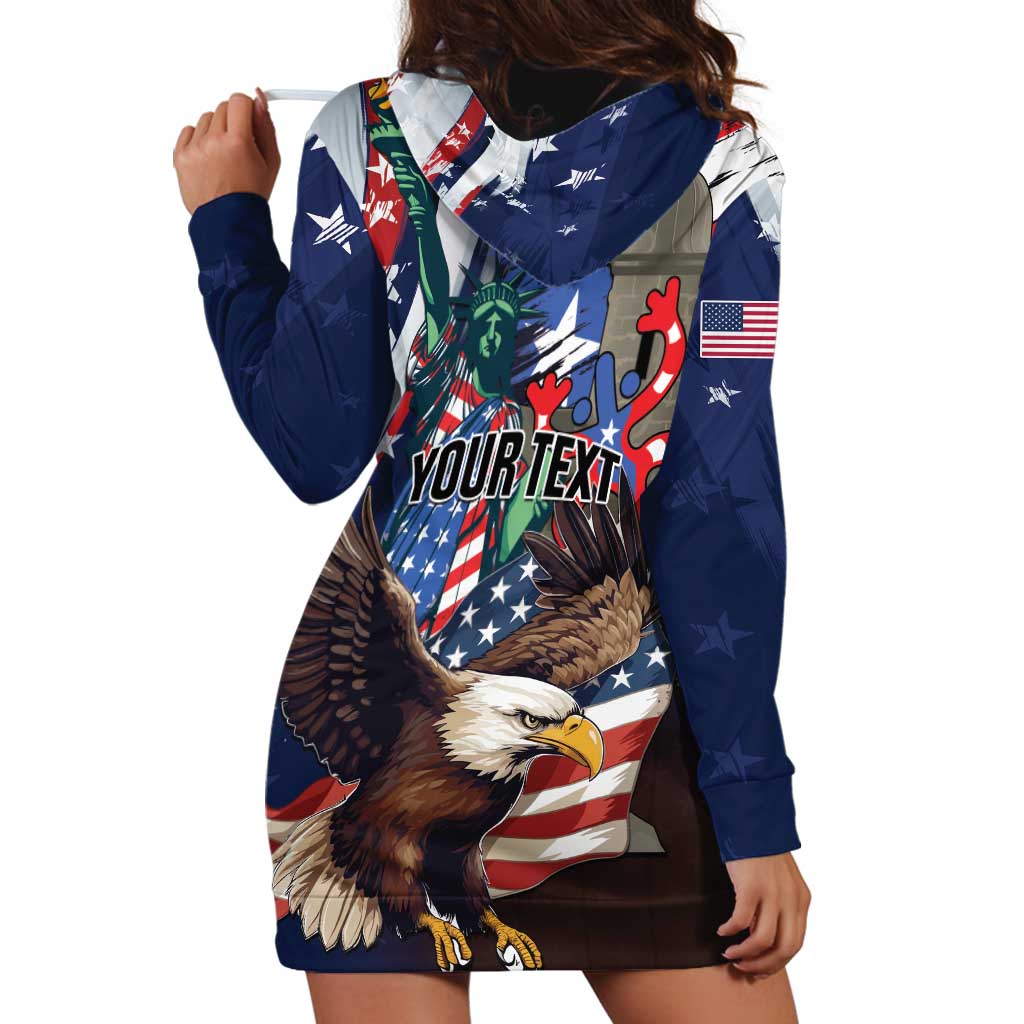 Personalized Puerto Rico 4th of July Hoodie Dress USA Statue of Liberty El Morro