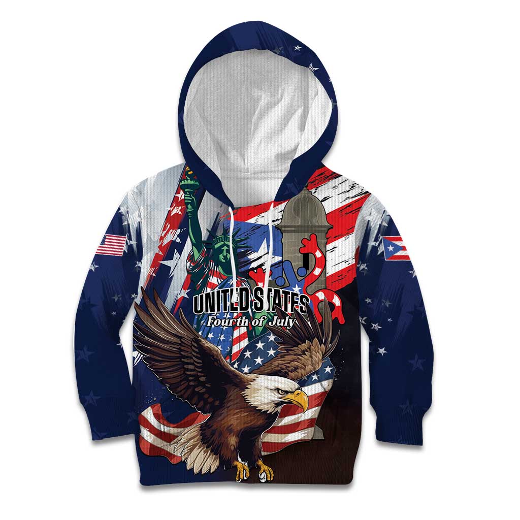 Personalized Puerto Rico 4th of July Kid Hoodie USA Statue of Liberty El Morro