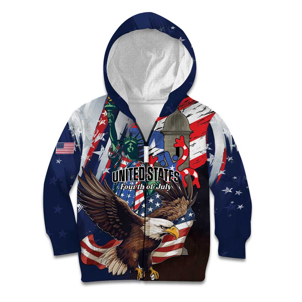 Personalized Puerto Rico 4th of July Kid Hoodie USA Statue of Liberty El Morro