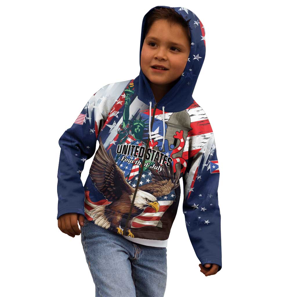 Personalized Puerto Rico 4th of July Kid Hoodie USA Statue of Liberty El Morro