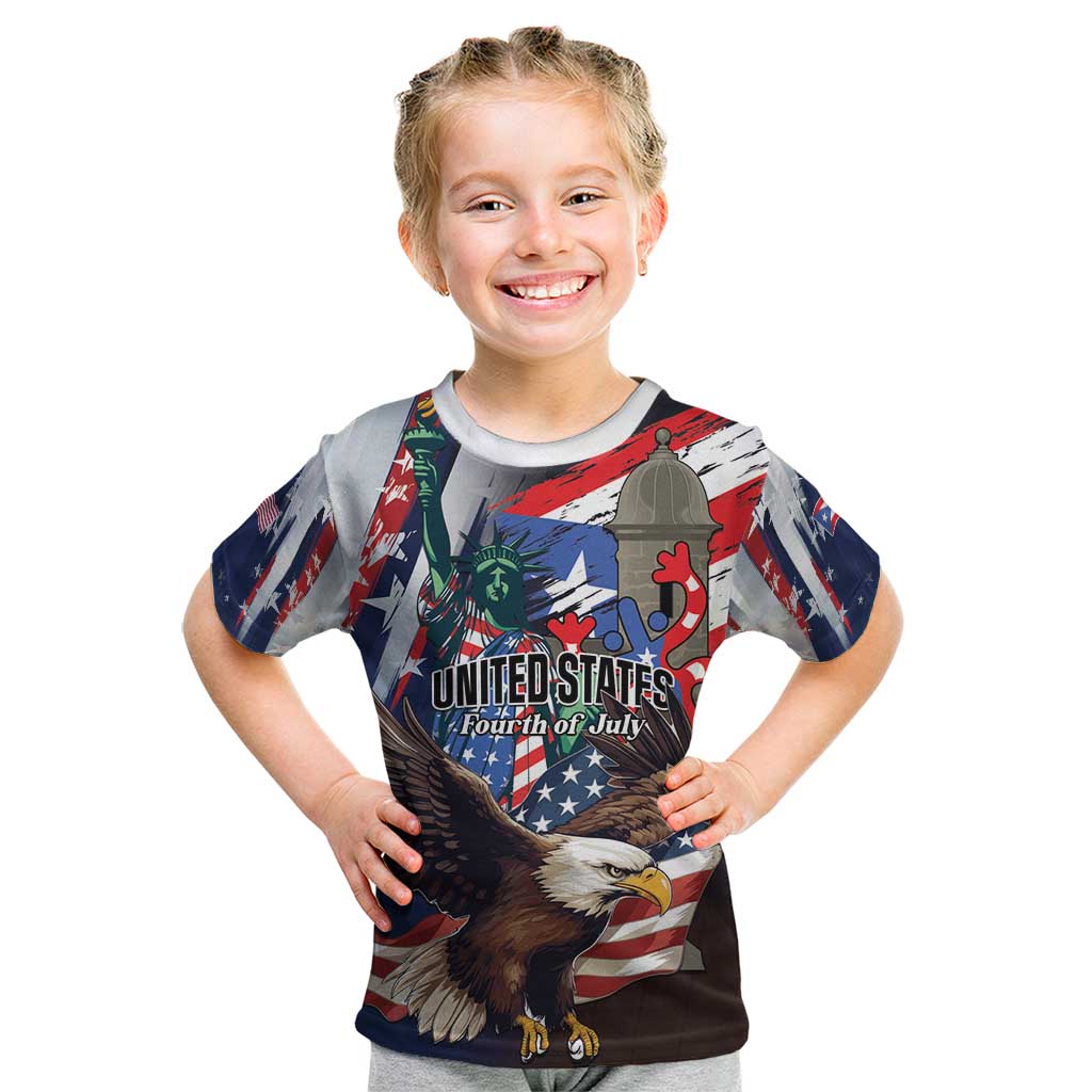 Personalized Puerto Rico 4th of July Kid T Shirt USA Statue of Liberty El Morro