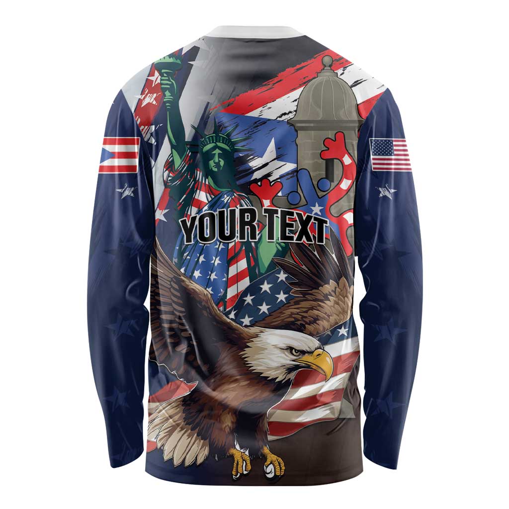 Personalized Puerto Rico 4th of July Long Sleeve Shirt USA Statue of Liberty El Morro