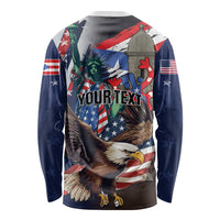 Personalized Puerto Rico 4th of July Long Sleeve Shirt USA Statue of Liberty El Morro