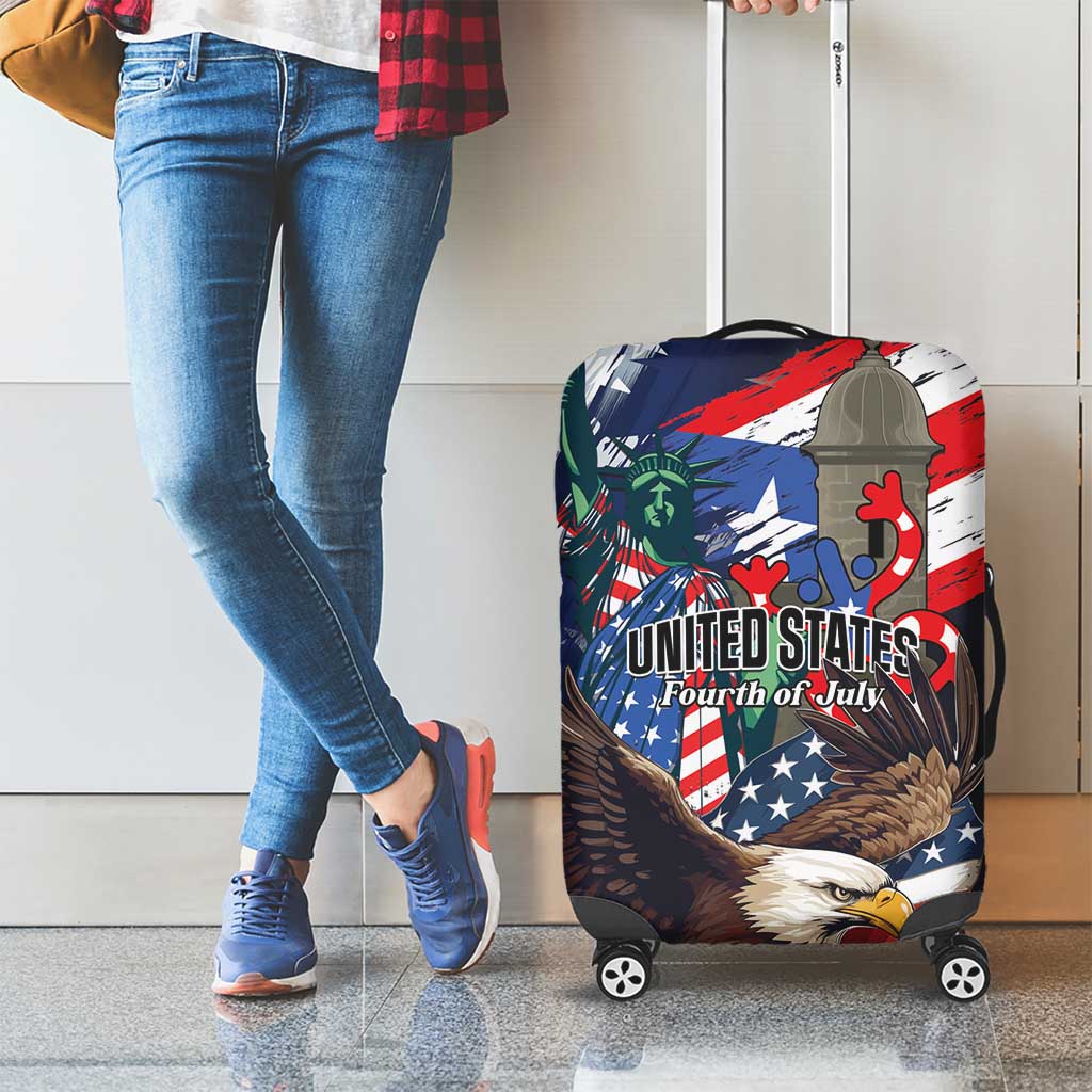 Puerto Rico 4th of July Luggage Cover USA Statue of Liberty El Morro