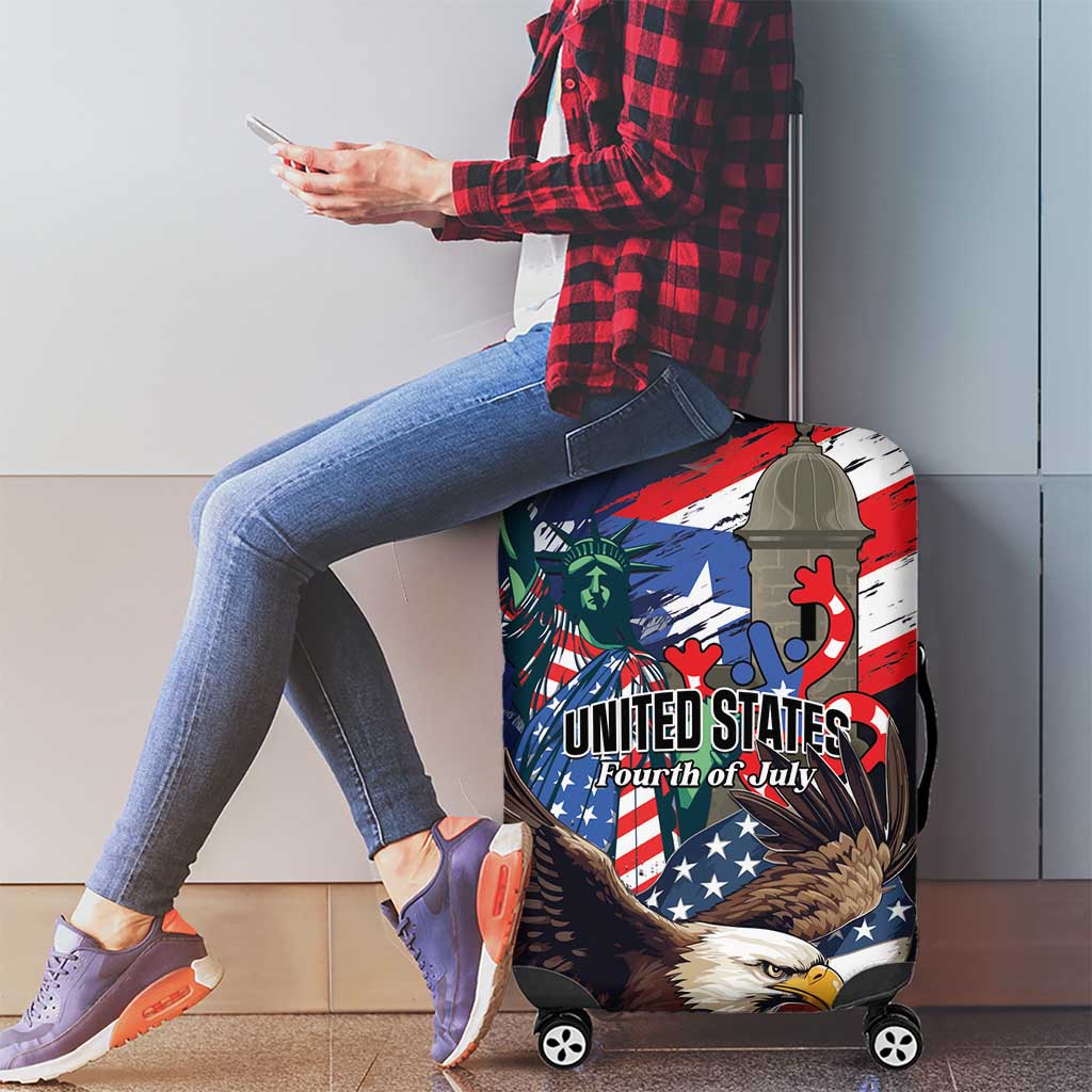 Puerto Rico 4th of July Luggage Cover USA Statue of Liberty El Morro