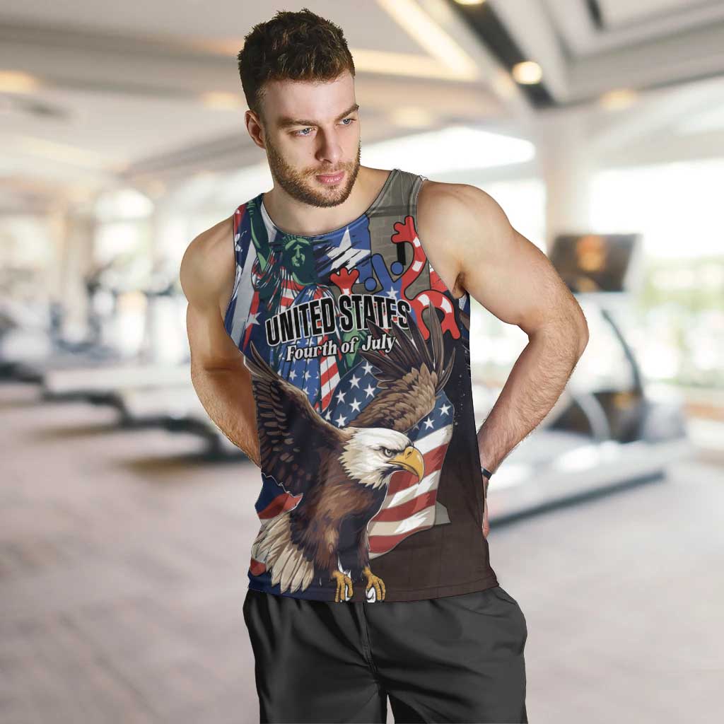 Personalized Puerto Rico 4th of July Men Tank Top USA Statue of Liberty El Morro