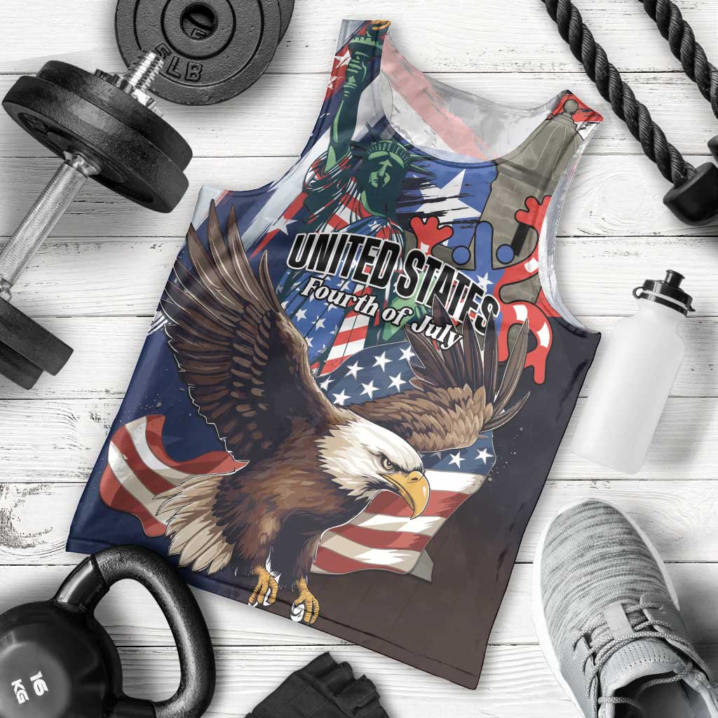 Personalized Puerto Rico 4th of July Men Tank Top USA Statue of Liberty El Morro