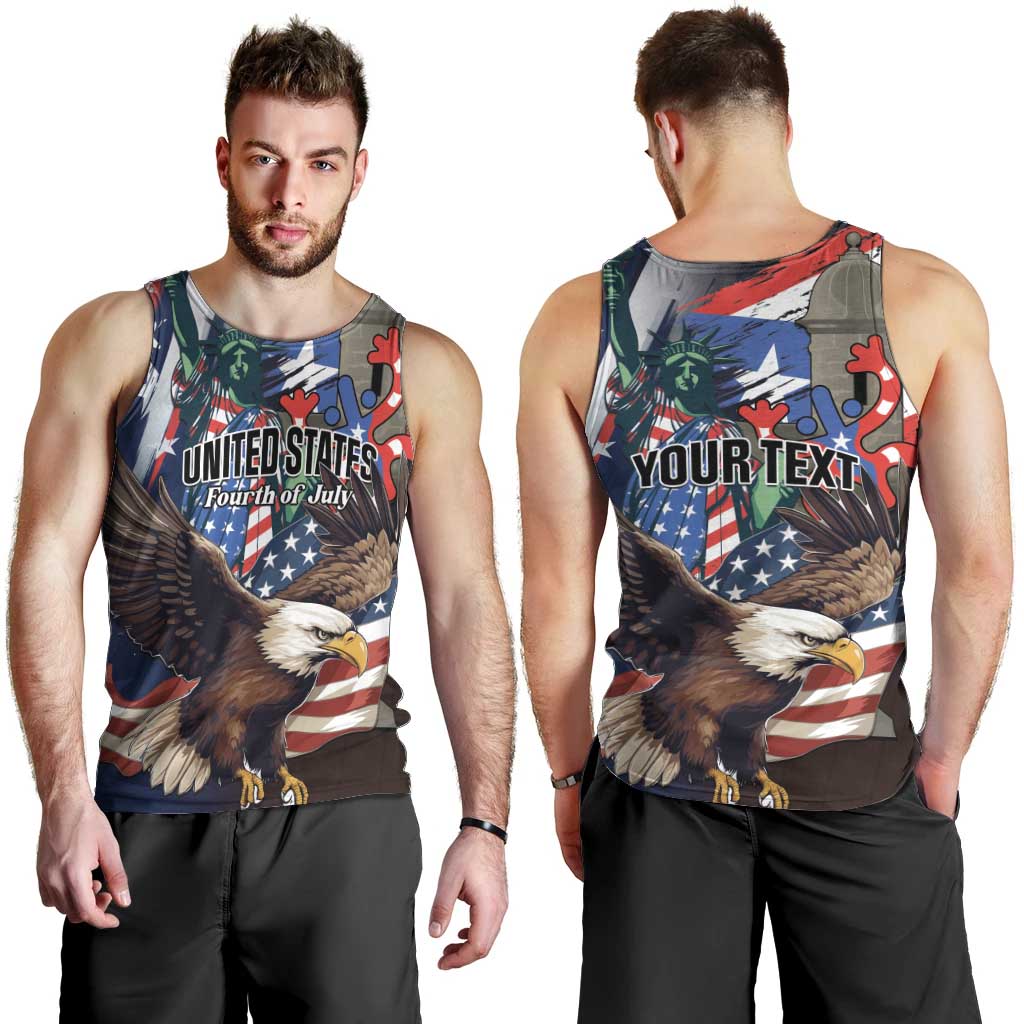 Personalized Puerto Rico 4th of July Men Tank Top USA Statue of Liberty El Morro