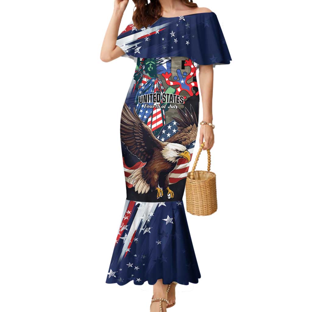 Personalized Puerto Rico 4th of July Mermaid Dress USA Statue of Liberty El Morro