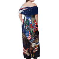 Personalized Puerto Rico 4th of July Off Shoulder Maxi Dress USA Statue of Liberty El Morro