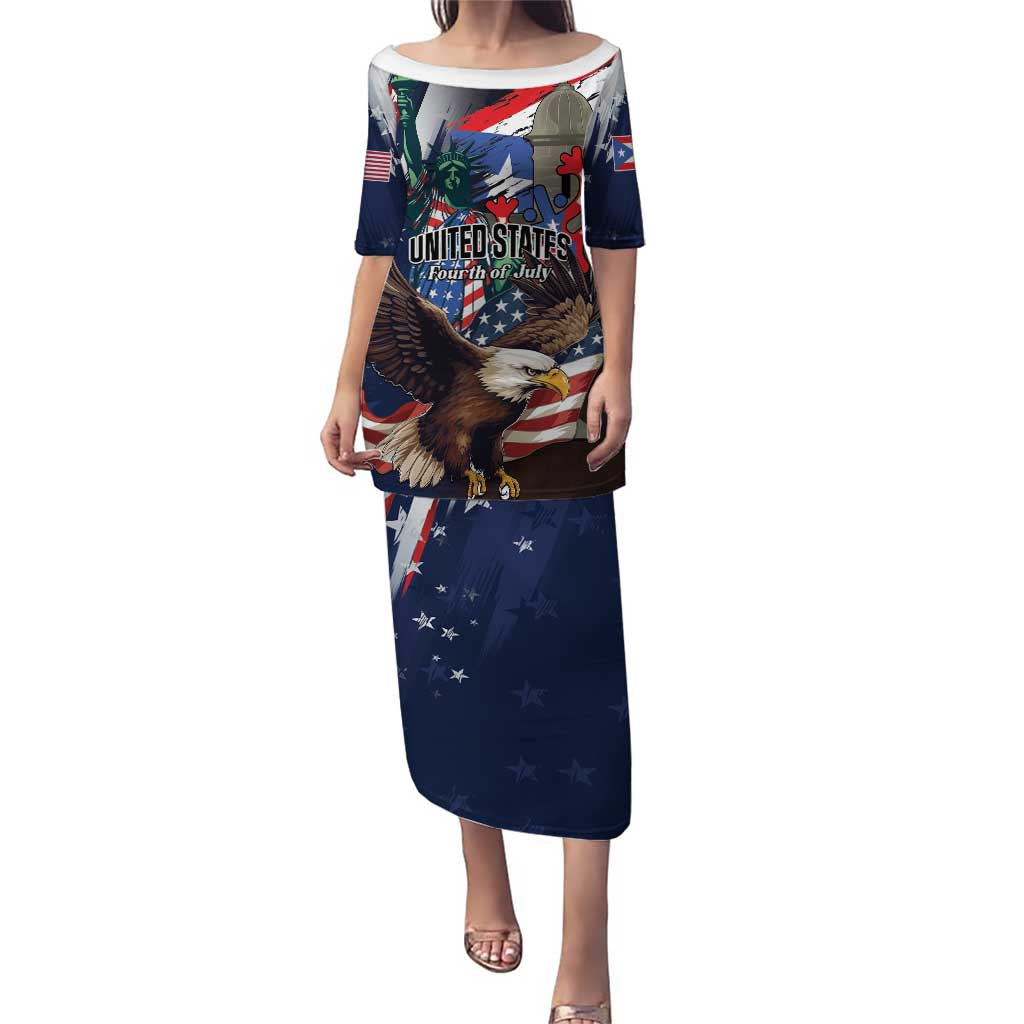 Personalized Puerto Rico 4th of July Puletasi USA Statue of Liberty El Morro