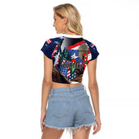 Personalized Puerto Rico 4th of July Raglan Cropped T Shirt USA Statue of Liberty El Morro