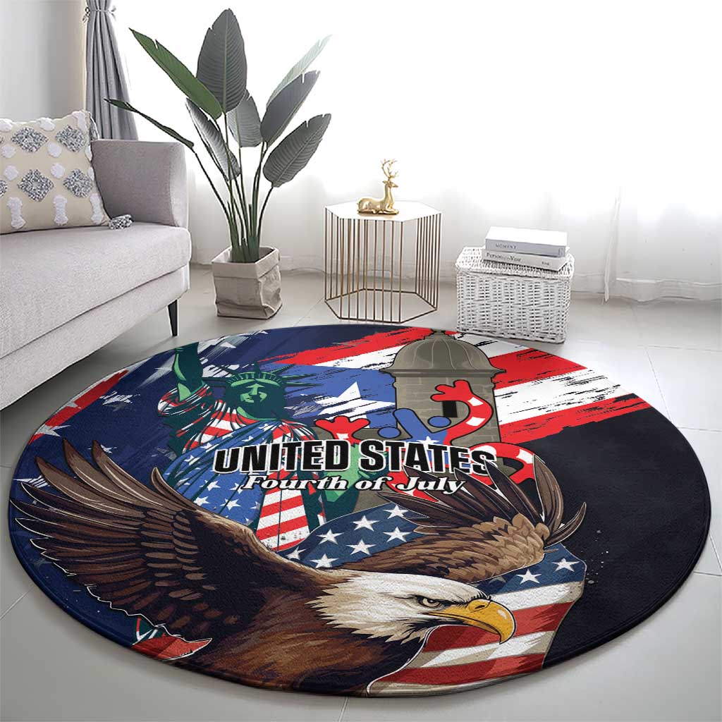 Puerto Rico 4th of July Round Carpet USA Statue of Liberty El Morro