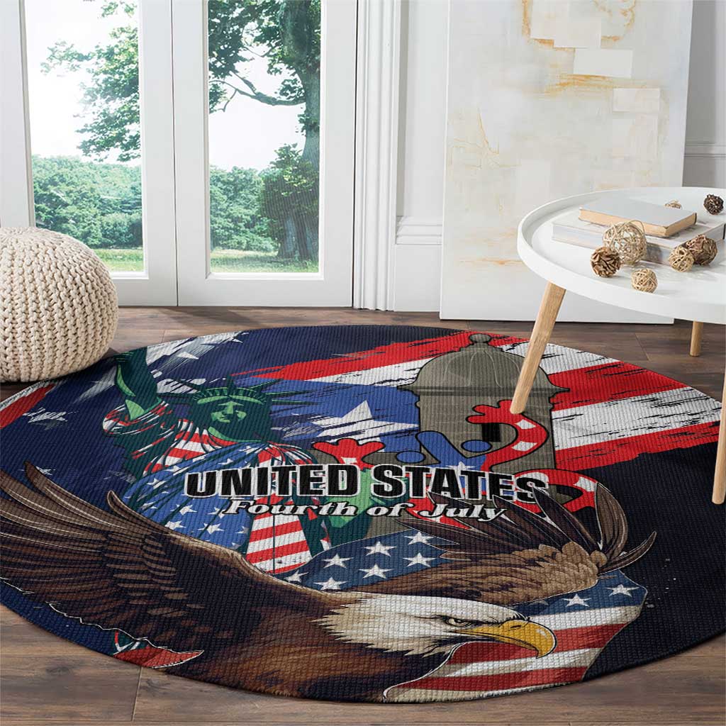 Puerto Rico 4th of July Round Carpet USA Statue of Liberty El Morro