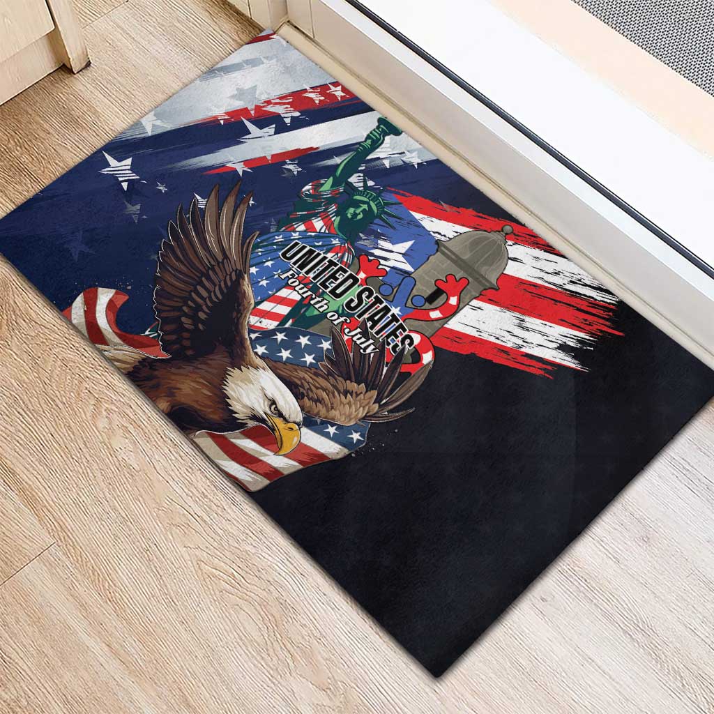 Puerto Rico 4th of July Rubber Doormat USA Statue of Liberty El Morro