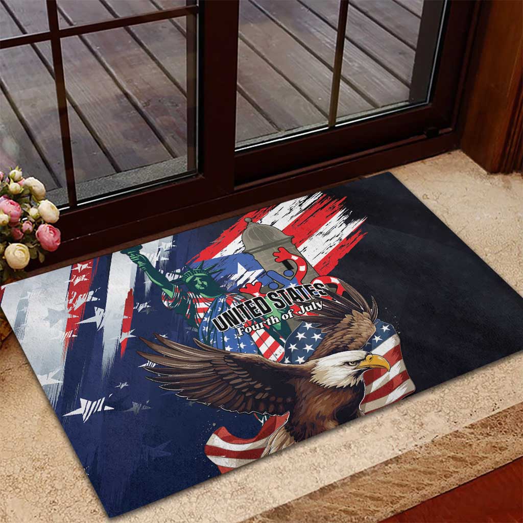Puerto Rico 4th of July Rubber Doormat USA Statue of Liberty El Morro